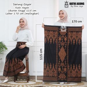 Sarung Batik Rayon / Goyor Print Motif Cabutan Diamond | Seragam Hitam