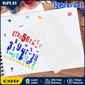 12 English Letters DIY Layering Stencils Painting Scrapbook Coloring Embossing Alphabet English Letters DIY Layering Stencils Painting Scrapbook Coloring Embossing Album Decorative Template Stencils Scale Template Sets for Bullet Journal Stencil Planner