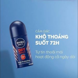 Lăn Ngăn Mùi NIVEA MEN Khô Thoáng Vượt Trội Bảo Vệ Suốt 72h 50 ml
