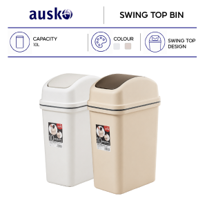 Swing Top Dustbin | 10L | Trash Bin | Rubbish Bin | Flip-Top Bin | Swing Top | Swing Top Bin
