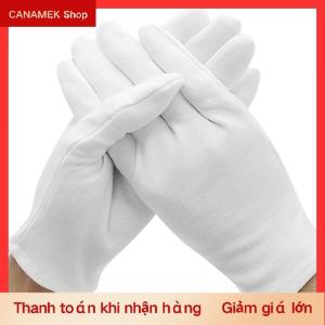 CS 1 cặp mới đầy đủ ngón tay người đàn ông phụ nữ Nghi Thức trắng bông găng tay người phục vụ Trình điều khiển đồ trang sức công nhân găng tay hấp thụ mồ hôi găng tay