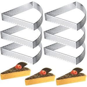 6PCS Stainless Steel Perforated Tart Ring DIY Mousse Cake Tiramisu Biscuit Moulds Perfect Gift for Kitchen Pastry Baking Tools