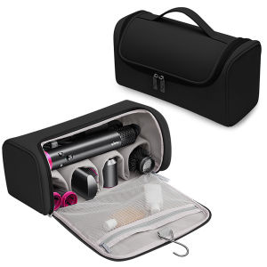Travel Storage Bag for Dyson Air wrap Holder Hair Styler Organizer for Airwrap Attachments Portable Storage Bag with Hanging Hook Black (Bag Only)
