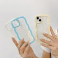 2 IN 1 Macaron Solid Color Wave Frame Transparent Phone Case for iPhone 13 12 Pro Max 11 Xr Xs Max X 7 8 Plus Clear Thicken Shockproof Bumper Soft TPU Back Cover Casing. 