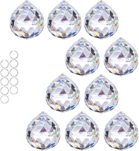 Crystalsuncatcher 20mm/30mm/40mm Clear Crystal Ball Prisms Chandelier Lamp Lighting Drops Hanging Prisms Parts Suncatcher Rainbow Maker Home Decor Pack of 13