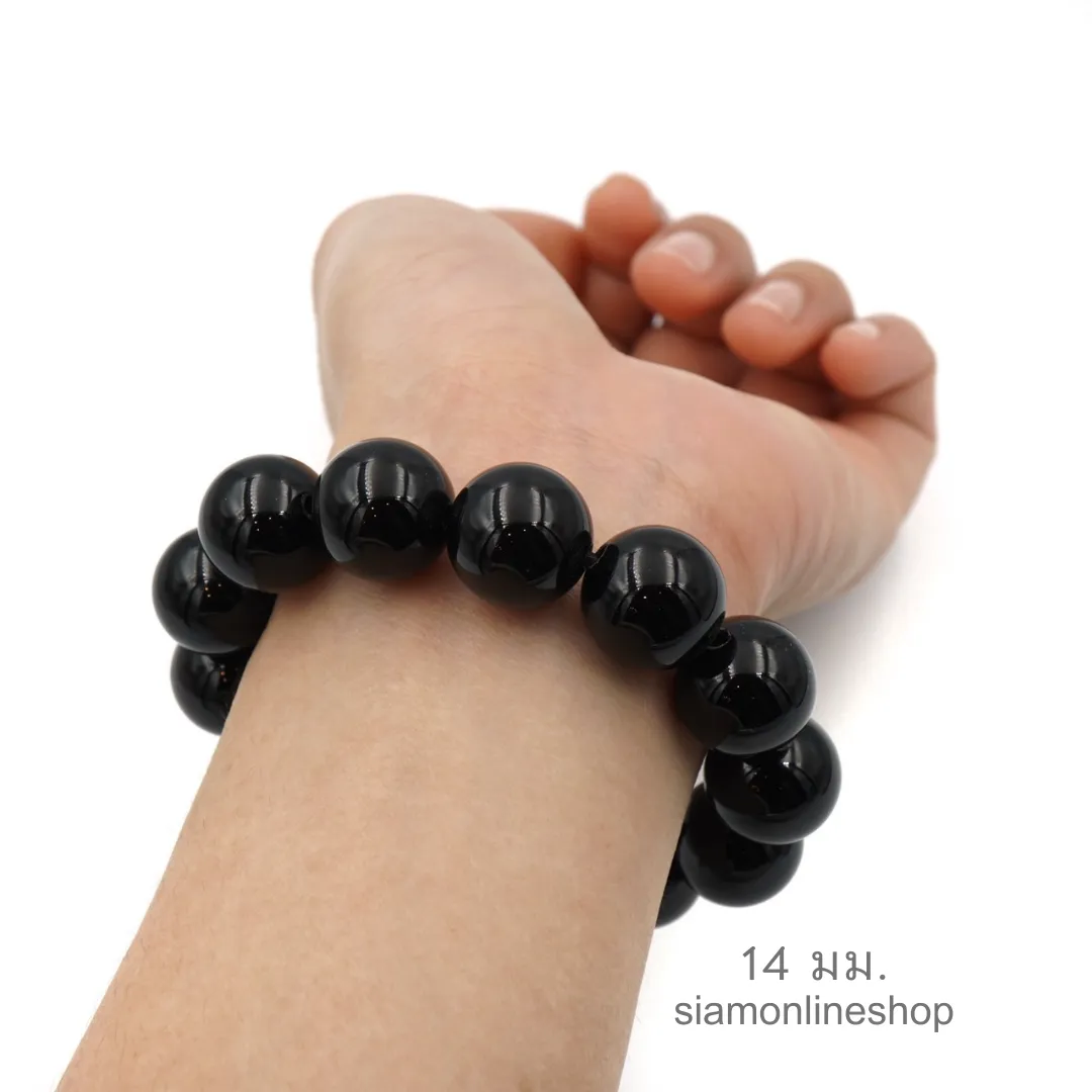 BLACK OPAL หินแบล็คโอปอล เลือกขนาดเม็ดหินได้ ( 4/6/8/10/12/14 มม.) หินแห่งความหวัง สร้อยข้อมือหินนำโชค