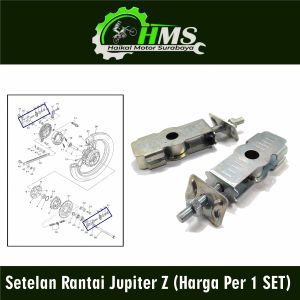 Setelan Rantai Jupiter Z (Harga Per 1 SET Kanan - Kiri) Stelan Rante Anting Anting Chain Adjuster Arm Arem + Plat Yamaha Jupiter Lama Jupiter Z New Burhan