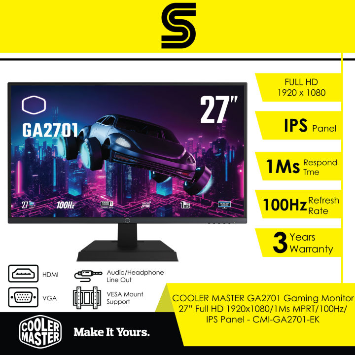 COOLER MASTER GA2701 Gaming Monitor - 27” Full HD 1920x1080/1Ms MPRT ...