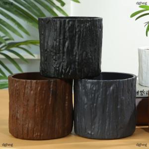 [COD] dgheg กระถางไม้เลียนแบบทำจากเรซิ่นกระถางต้นไม้ทรงกลมสไตล์วินเทจสำหรับตกแต่งกระถางดอกไม้เปลือกไม้ปลอมภาชนะใส่พืชอวบน้ำ