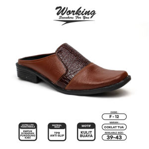Sepatu Pantofel Pria F-12 / Sepatu Selop Formal Kerja Kantor Casual Termurah