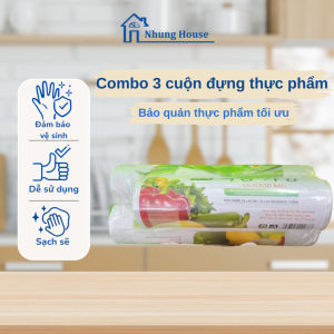 Combo 3 cuộn bọc đựng thực phẩm phân hủy sinh học set túi 20x30/25x30cm an toàn tiện lợi