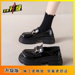 Free Shipping WomenS New Autumn Collection: Thick-Soled Retro-Style Slip-On Loafers Black WomenS Flats Black WomenS Shoes