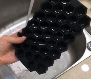 DIY Honeycomb Ice Cube Trays With Lid 2 Pack Food Grade Silicone Ice Cube Mold of 74 Cubes With Removable Lid BPA Free I