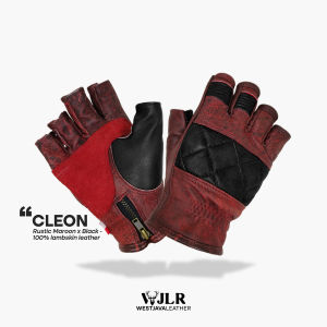 WJ Leather - Sarung Tangan Motor Kulit Cleon Maroon Black