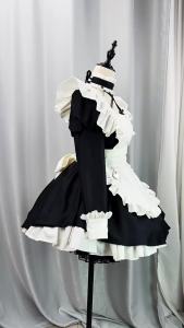 New   Sweet Gothic Maid Outfit   Lace-trimmed puff sleeve maid game costume COSPLAY Costume