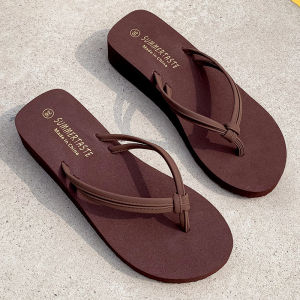 [Free Shipping] WomenS New Mid-Heel Flip-Flops For Outdoor Daily Use In Summer Non-Slip Fashionable For Travel And Beach
