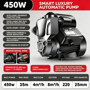 REAIM Automatic Booster Water Pump 800W/1000W 2HP 220V Silent Household Smart Self-Priming Water Pressure Fully automatic