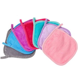 7Pieces Flannel Washcloth With Ergonomic Design For Easy Grip And Effective Cleaning Reusable Makeup Remover Mitt Glove
