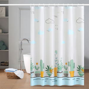 Shower Curtain Makapal Waterproof Bathroom Curtain Waterproof Bathroom Set With Hooks 180 X180cm 4 type