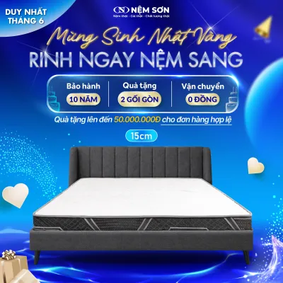 Nệm Đa Tầng 15cm - Chính Hãng Nệm Sơn - Êm Ái Bền Bỉ Vải Gấm Thoáng Khí Nâng Đỡ Cột Sống Bảo Hành 10 năm