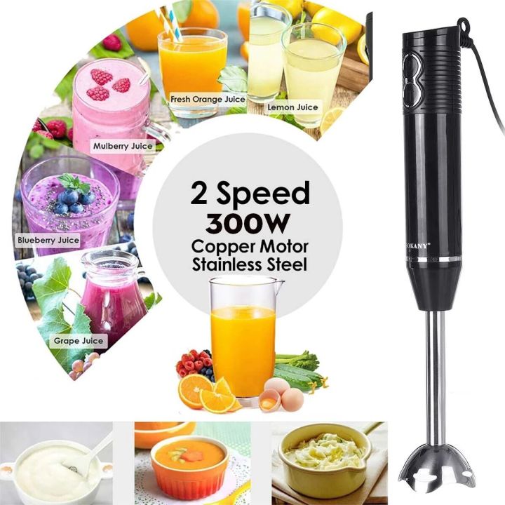 AiiTek 3in1 Immersion Hand Stick Kitchen Blenders Mixer 2 Speeds Electric Grinder Cooking
