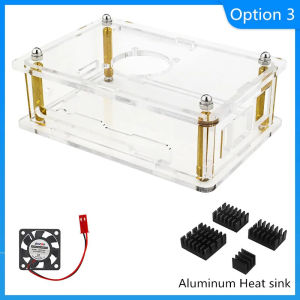 Orange Pi 5 Acrylic Case  for Orange Pi 5 4 /  8 / 16GB RAM RK3588S Single Board Optional Cooling Fan Heat Sink