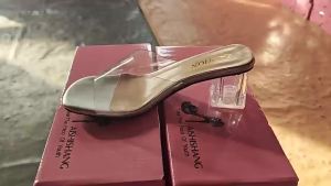 [Free Shipping] Transparent sandals for summer 2026 new model square toe high-heeled crystal fashion mid-heel chunky heel sandals for women