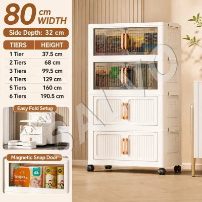 SALVO 35-80cm Foldable Storage Cabinet With Wheels Durabox Plastic Wardrobe Kitchen Cabinet Organizer Cabinet for clothes