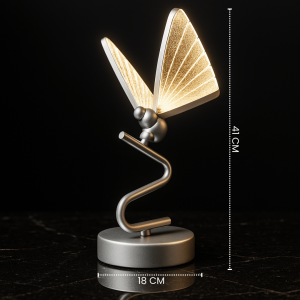 Lampu Meja LED Kupu-Kupu Kaca Desain Artistik Modern untuk Dekorasi Interior Rumah dan Kamar Tidur