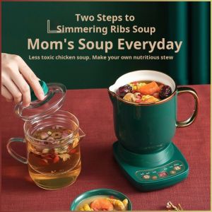 Heated Water Mug Ceramics Nutritious Soup Health Cup Glass not Hot Compact Size Safe and Anti-scald