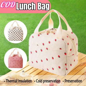 Korean-Style Corduroy Insulated Bento Bag Cute and Cozy Lunch Tote for School and Picnic