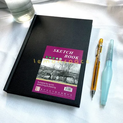 LESPI A3 A4 A5 Black Hardbound Sketch Book 110gsm 160gsm 180gsm notebook journal (lemonspace)