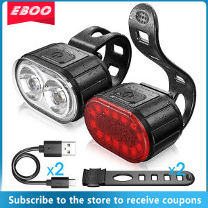 EBOO Q3 Bike Front Light Cycling Taillight USB Rechargeable MTB Road Waterproof LED Bicycle Headlight Head Lamp
