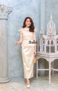 551#ชุดเดรสลูกไม้สไตล์เกาหลีชุดไปงานแต่งงานบวชชุดทำงาน by WOW Shop DD