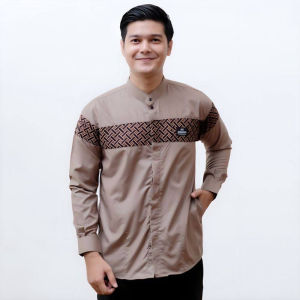 Baju Koko Pria Dewasa Lengan Panjang Motif Kobata Qynang Kombinasi motif Batik Terbaru
