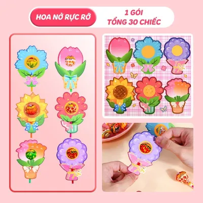 Thẻ gắn kẹo năm mới 2026 - Set 60 cái cắm kẹo mút hình Thần Tài vui nhộn thiết kế xinh xắn phụ kiện trang trí Tết