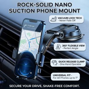 【Super Stable】280 Times More Stable Car Phone Holder Heat-resistant And Strong Suction Universal Car Phone Holder