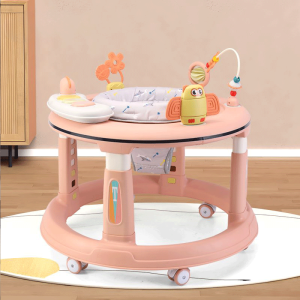 Beige รถหัดเดิน 3 in 1 รถหัดเดินเด็ก baby walker Foldable มีเพลงมีไฟ ปรับได้ถึง 3 ระดับ รถวงกลมเด็ก ป้องกันขาโก่ง