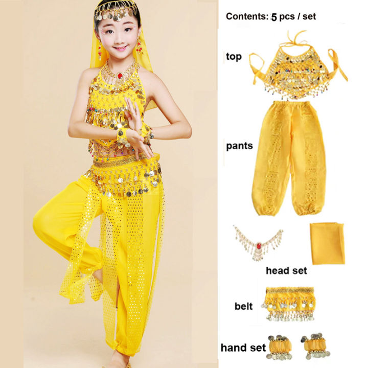 Nature Star Kids Girls Belly Dance Costumes Set Oriental Dance Girls India Belly  Dance Clothes 5 pcs-set