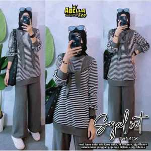 ONE SET KNIT SALUR SYAL SETELAN TERBARU ONESET JUMBO OVERSIZE KEKINIAN 2024