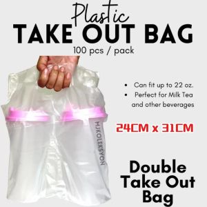100 Pcs Take Out Plastic Bag MilkTea Bag Single/Double