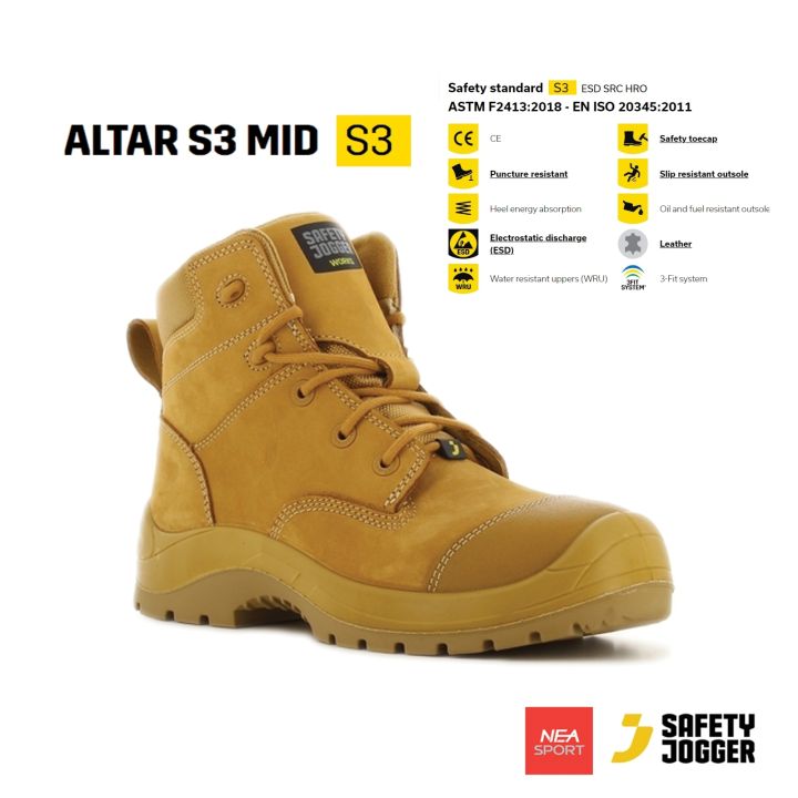 [ลิขสิทธิ์แท้] SAFETY JOGGER ALTAR S3 MID รองเท้าเซฟตี้ หัวเหล็ก
