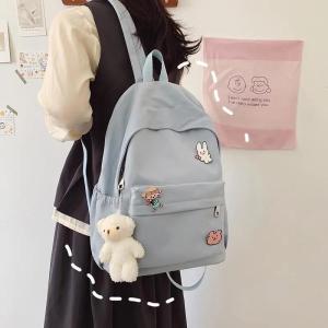 กระเป๋าเป้ กระเป๋าเป้หลัง กระเป๋าเป้นักเรียน กระเป๋าเป้สไตล์เกาหลี กระเป๋าสะพายหลัง ความจุสูง เรียบง่ายสไตล์ฮาราจูกุ เครื่องประดับหมีน่ารัก กระเป๋าสวย
