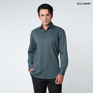 OLYMP  24/Seven LUXOR Shirt เสื้อเชิ้ตปรับอุณหภูมิ  สีเขียวเข้ม ผ้าเท็กเจอร์แต่งปก ทรงหลวม ยืดหยุ่นได้ดี  ควบคุมกลิ่น เบาเหมือนสวมใส่ชุดกีฬา SUMM24 เสื้อทำงาน  เสื้อเชิ้ตทำงาน