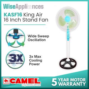 WiseAppliances CAMEL Electric Fan Stand Fan Electric Stand Fan 16 Inch 3 Speed Floor Fan Teal Blue KASF16