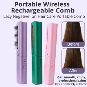 Portable Heated Comb Professional Hair Straightener Comb Wireless Charging Mini Negative Ion Hair Care Comb USB Charging
