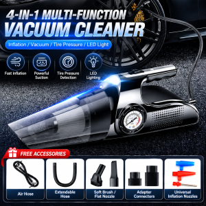 4 in 1 Portable Vacuum Cleaner 12000pa Car Vacuum Cleaning Tire Inflatable Lighting Air Compressor Mini Car Vacuum all-in-one portable multi-function digital display car air pump Portable car cleaning tools