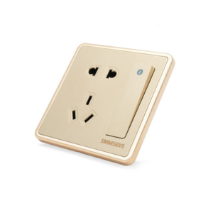 Công Tắc Tường Chống Cháy Ổ Cắm Năm Lỗ Loại 86 Ổ Cắm Công Tắc Vàng Chải