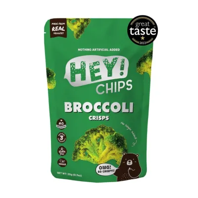Hey! Chips - Broccoli (Healthy Natural Snacks Gluten Free Vegan Halal) Vegetable Crisps