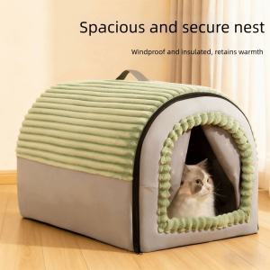 CRUSHES Soft Pet House Detachable Enclosed Dog Bed Cat Bed Winter with Door Curtain Warm Tent For Small Animals